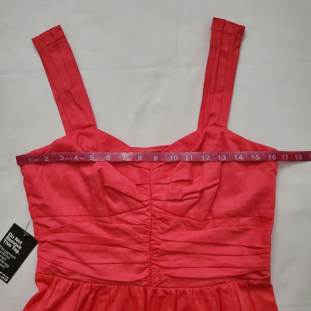 EXPRESS Women's Sweetheart Neckline Ruched Bodice Hot Pink Mini Dress Size 12 - Picture 9 of 12